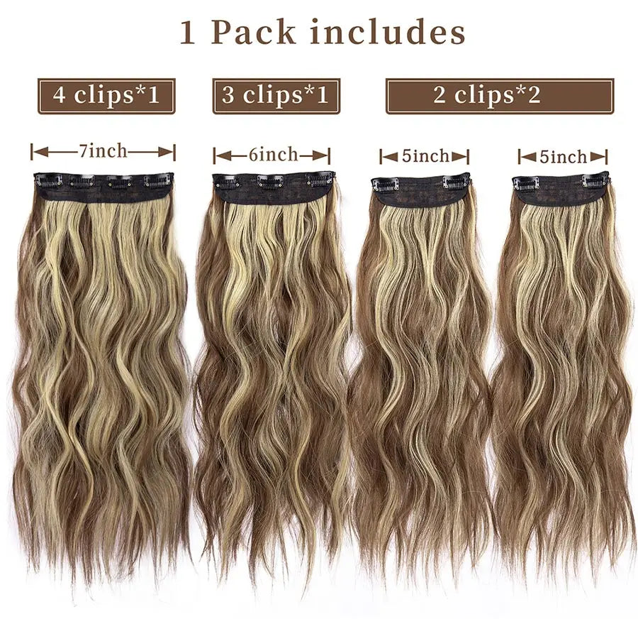 Synthetic Hair Extensions Long Wavy 4Pcs/Set Piece 11 Clip-In Hairpieces
