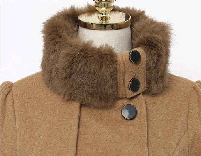 Women's Winter Slim Long Wool Sherpa Coat Trench Style