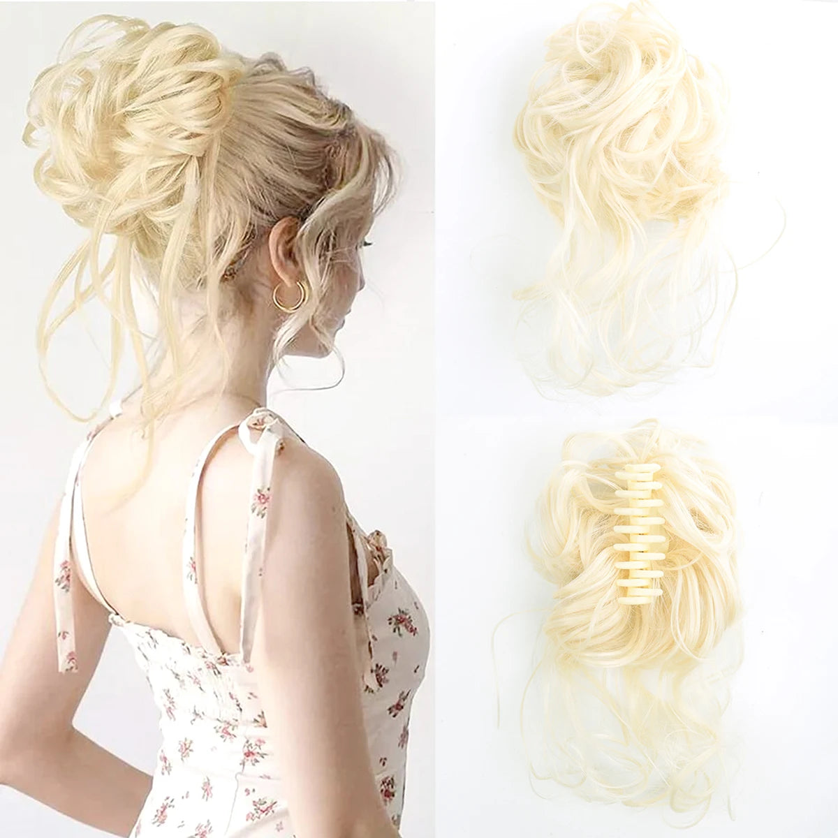 Women Messy Curly Fluffy Hair Bun Clip