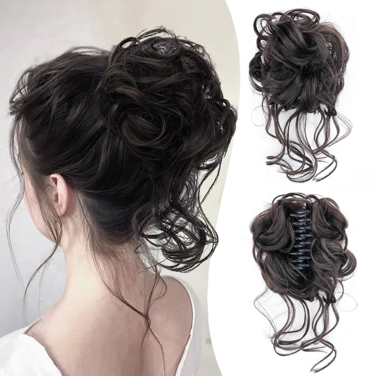 Women Messy Curly Fluffy Hair Bun Clip