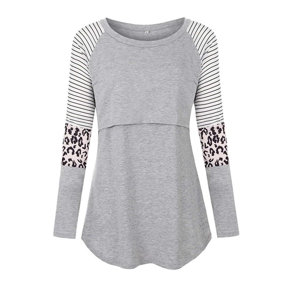Maternity Long Sleeve Nursing Tops Breastfeeding Blouse