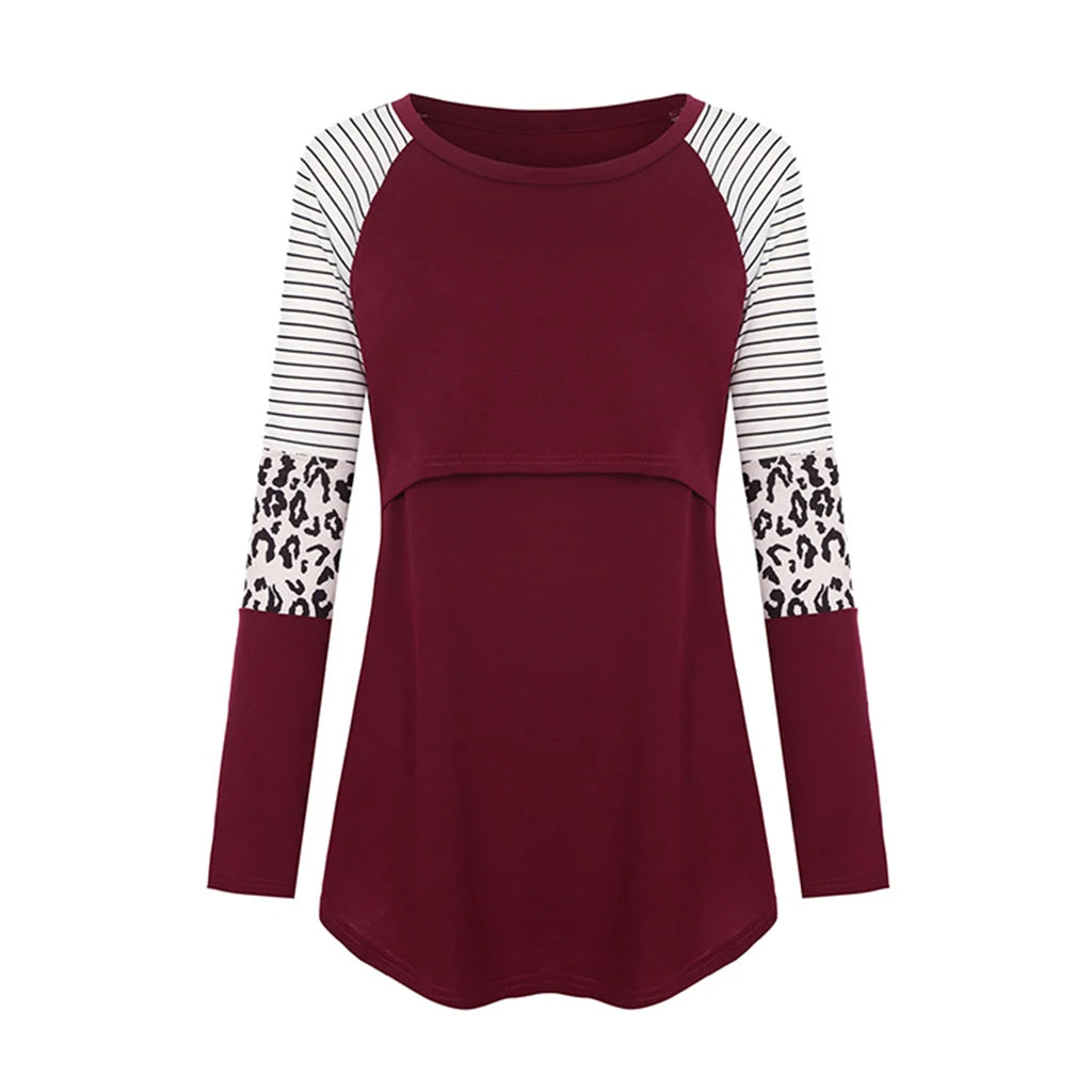 Maternity Long Sleeve Nursing Tops Breastfeeding Blouse