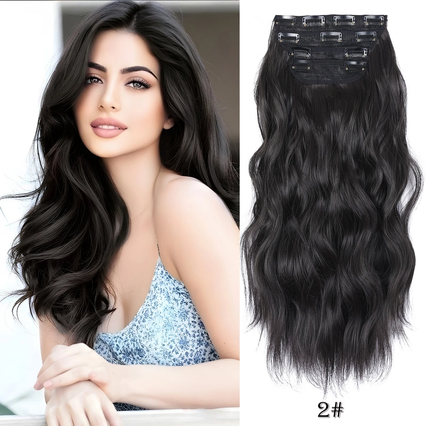 Synthetic Hair Extensions Long Wavy 4Pcs/Set Piece 11 Clip-In Hairpieces