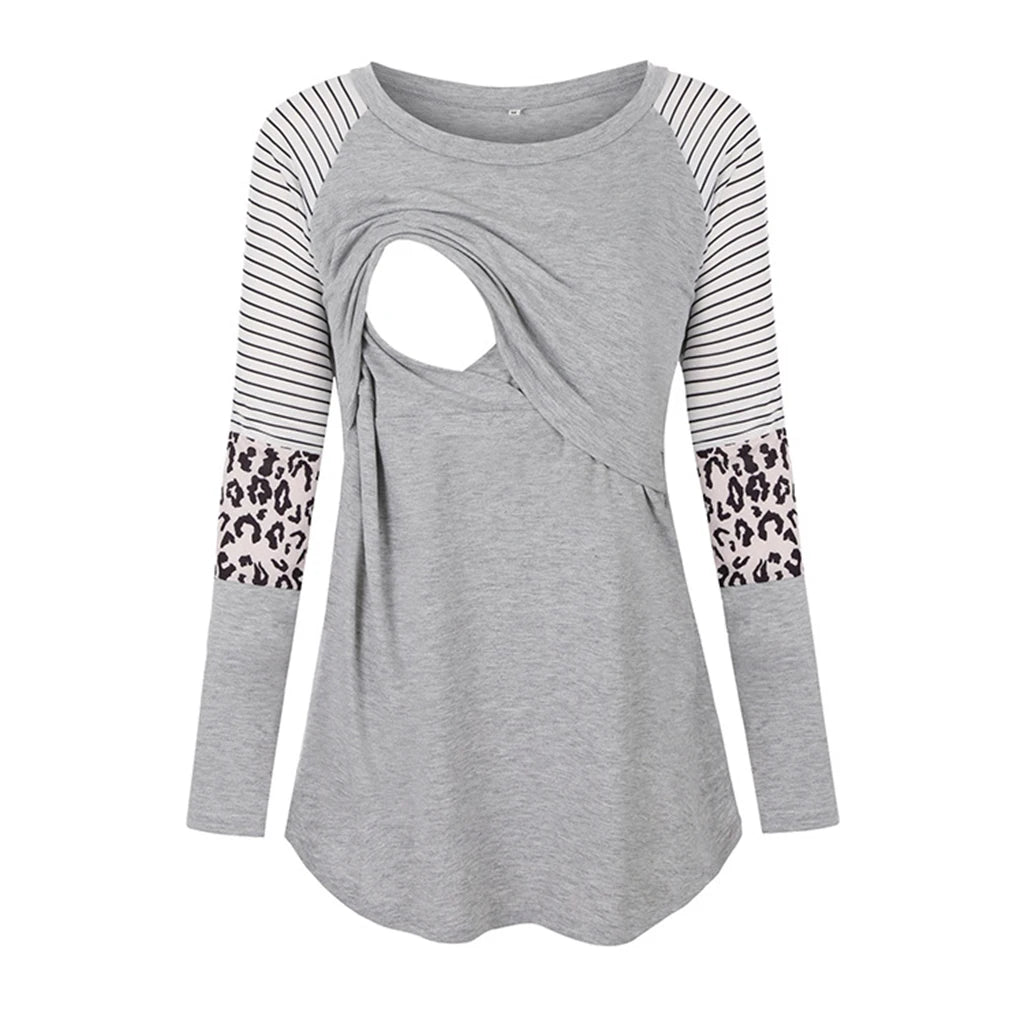 Maternity Long Sleeve Nursing Tops Breastfeeding Blouse