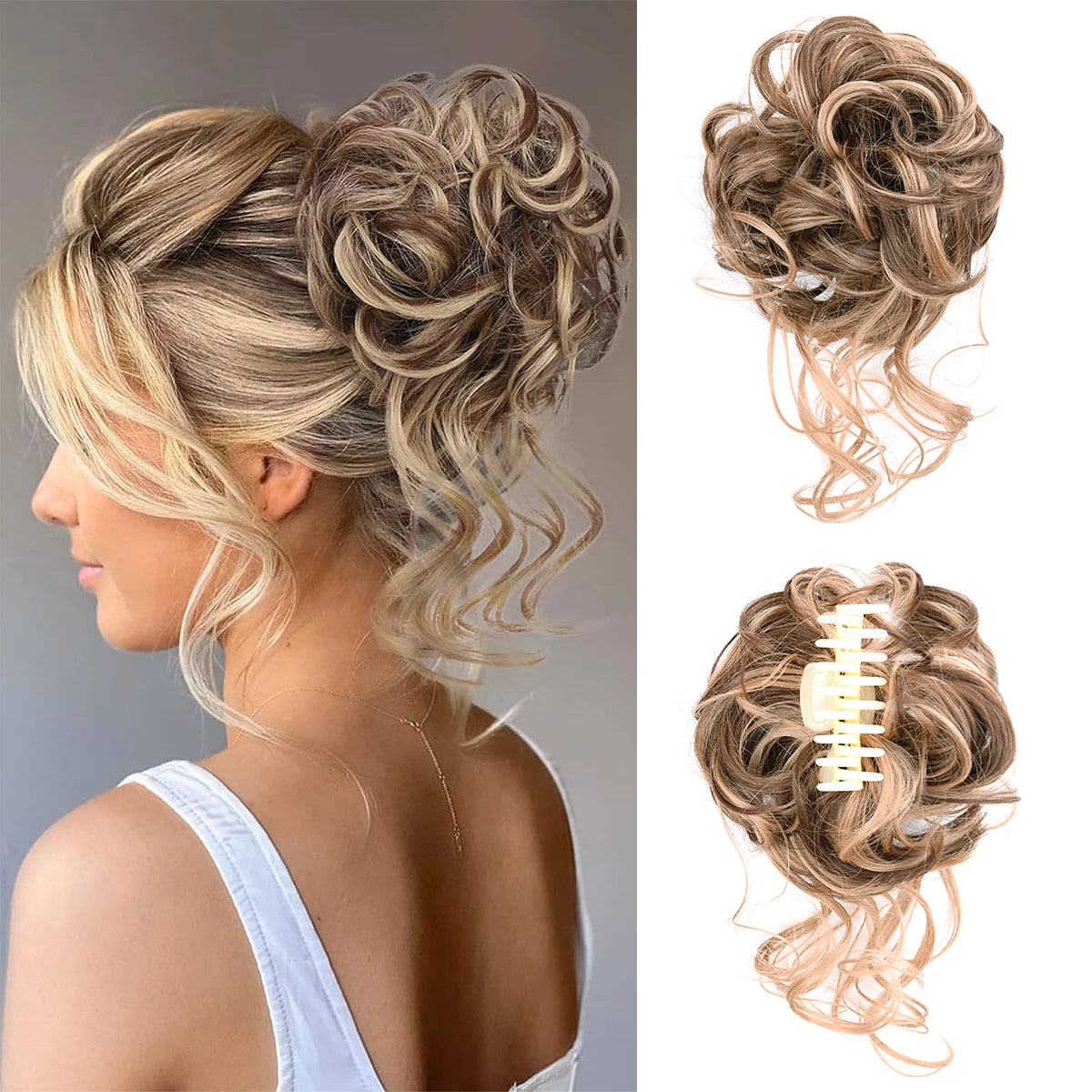 Women Messy Curly Fluffy Hair Bun Clip