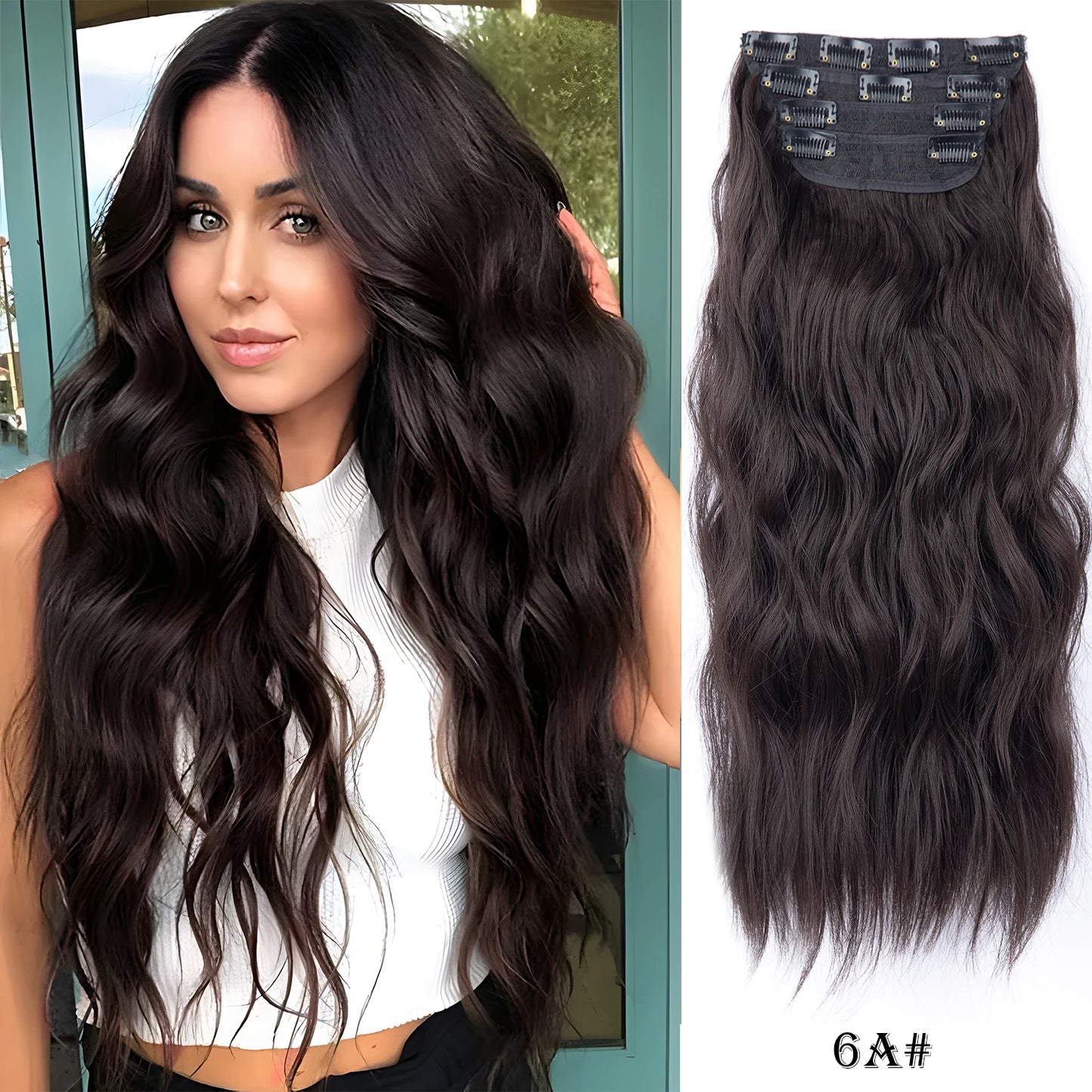 Synthetic Hair Extensions Long Wavy 4Pcs/Set Piece 11 Clip-In Hairpieces
