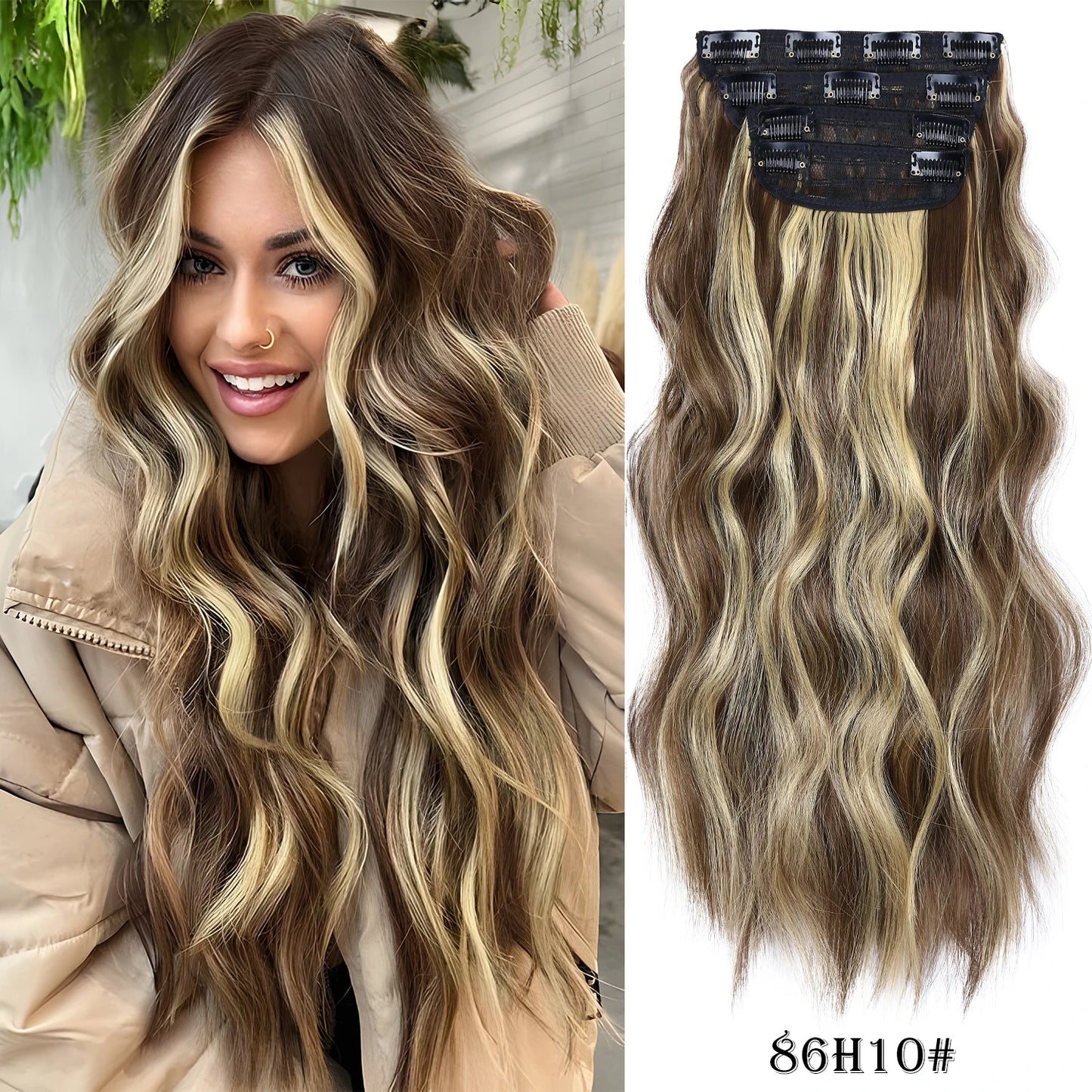 Synthetic Hair Extensions Long Wavy 4Pcs/Set Piece 11 Clip-In Hairpieces