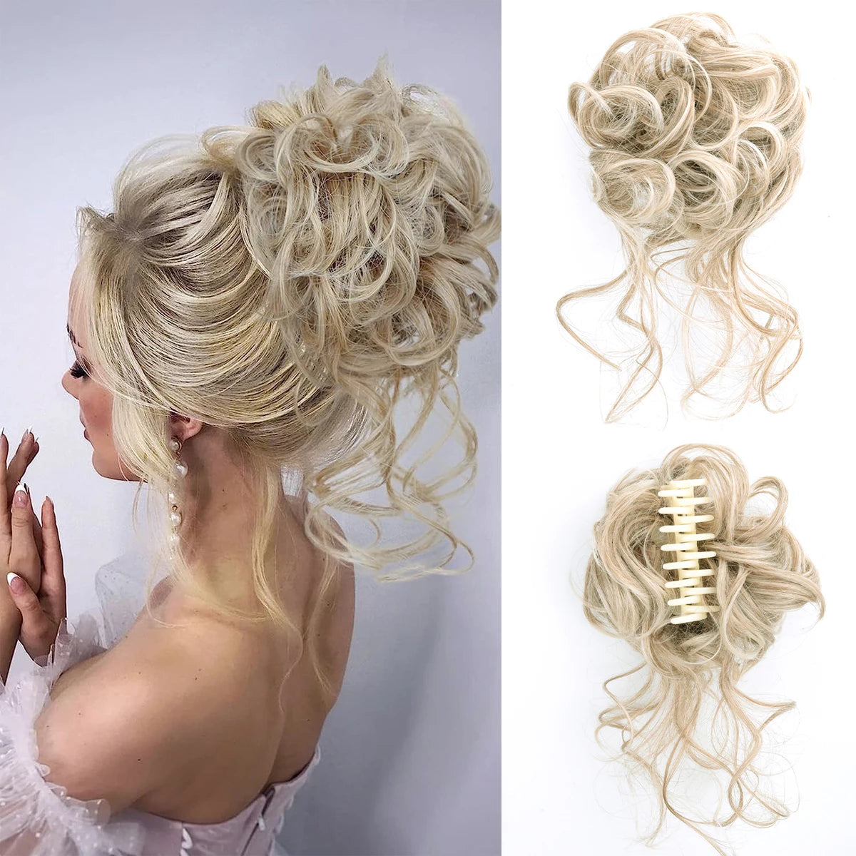 Women Messy Curly Fluffy Hair Bun Clip