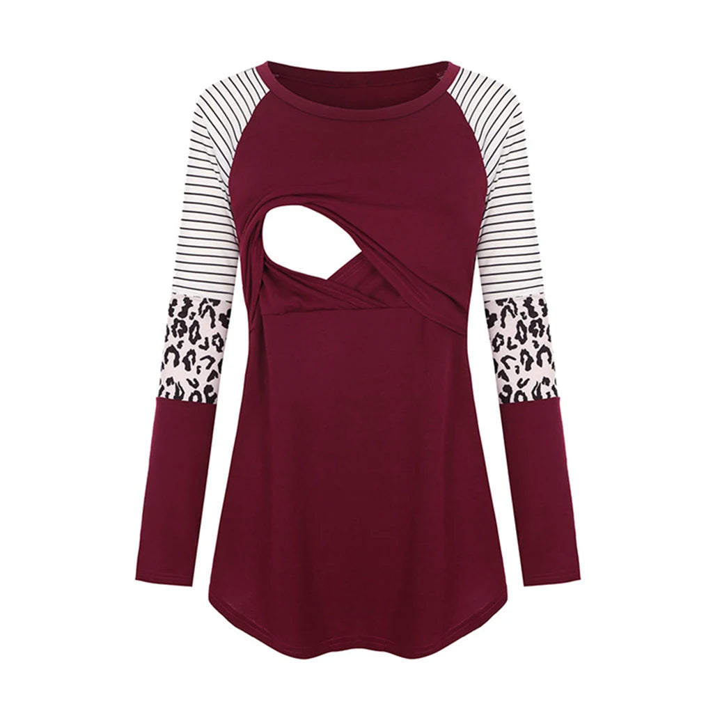 Maternity Long Sleeve Nursing Tops Breastfeeding Blouse
