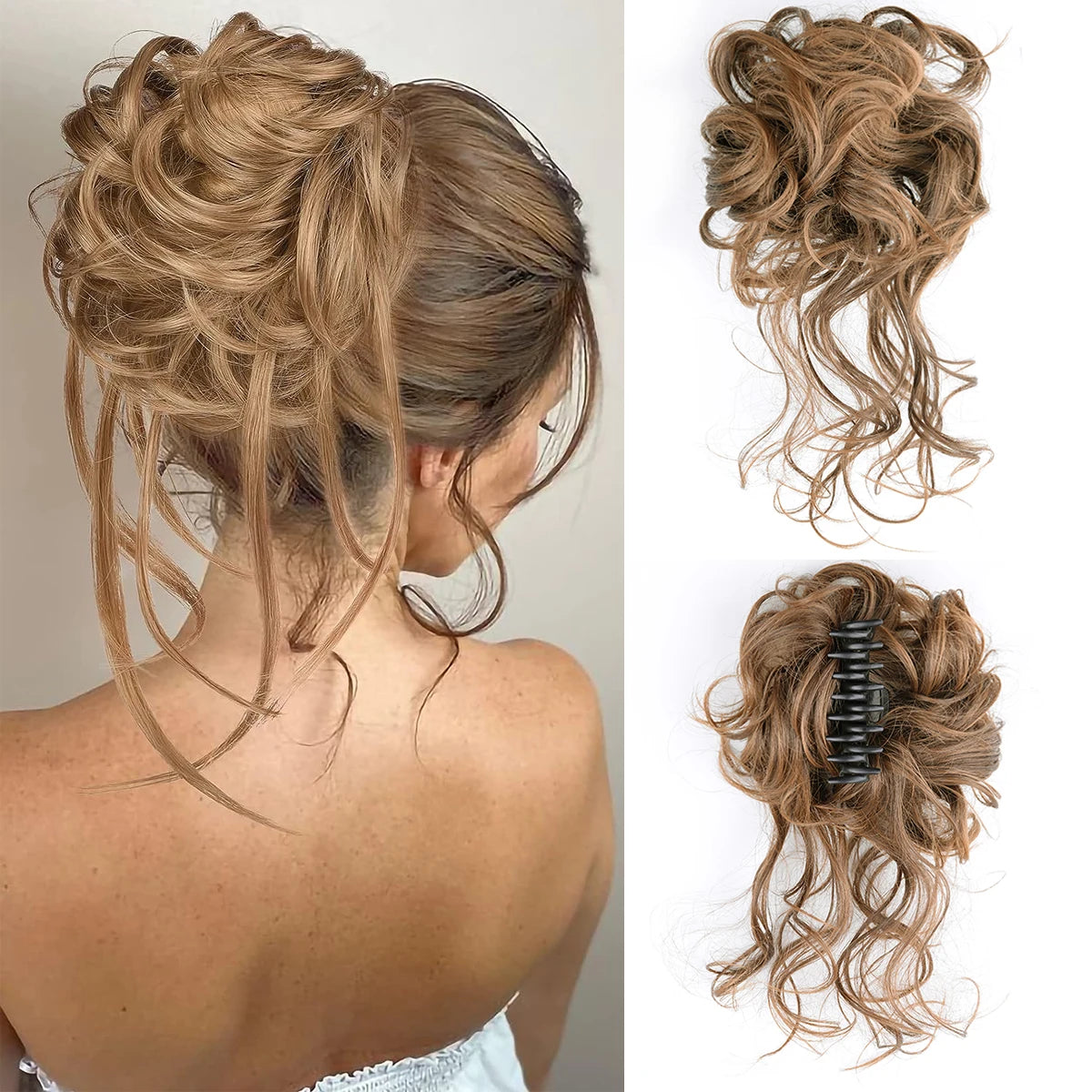 Women Messy Curly Fluffy Hair Bun Clip