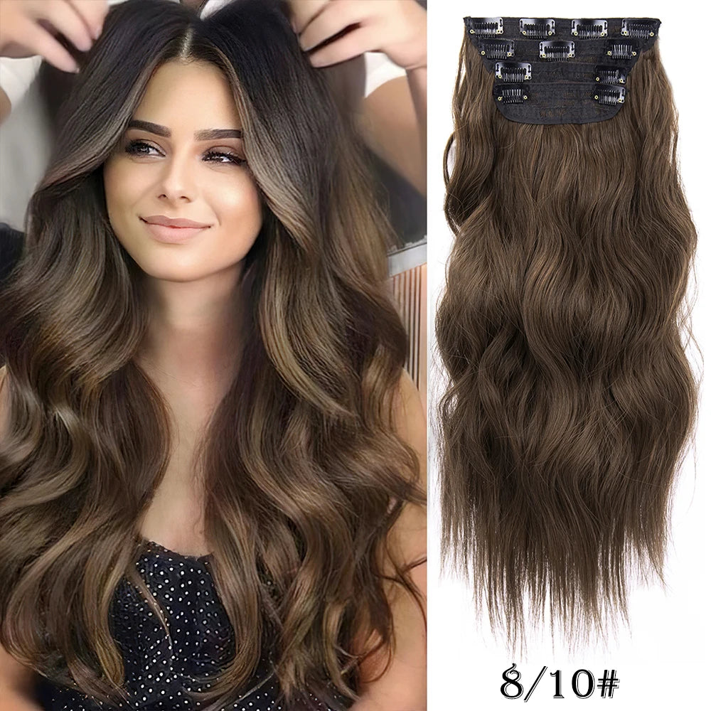Synthetic Hair Extensions Long Wavy 4Pcs/Set Piece 11 Clip-In Hairpieces