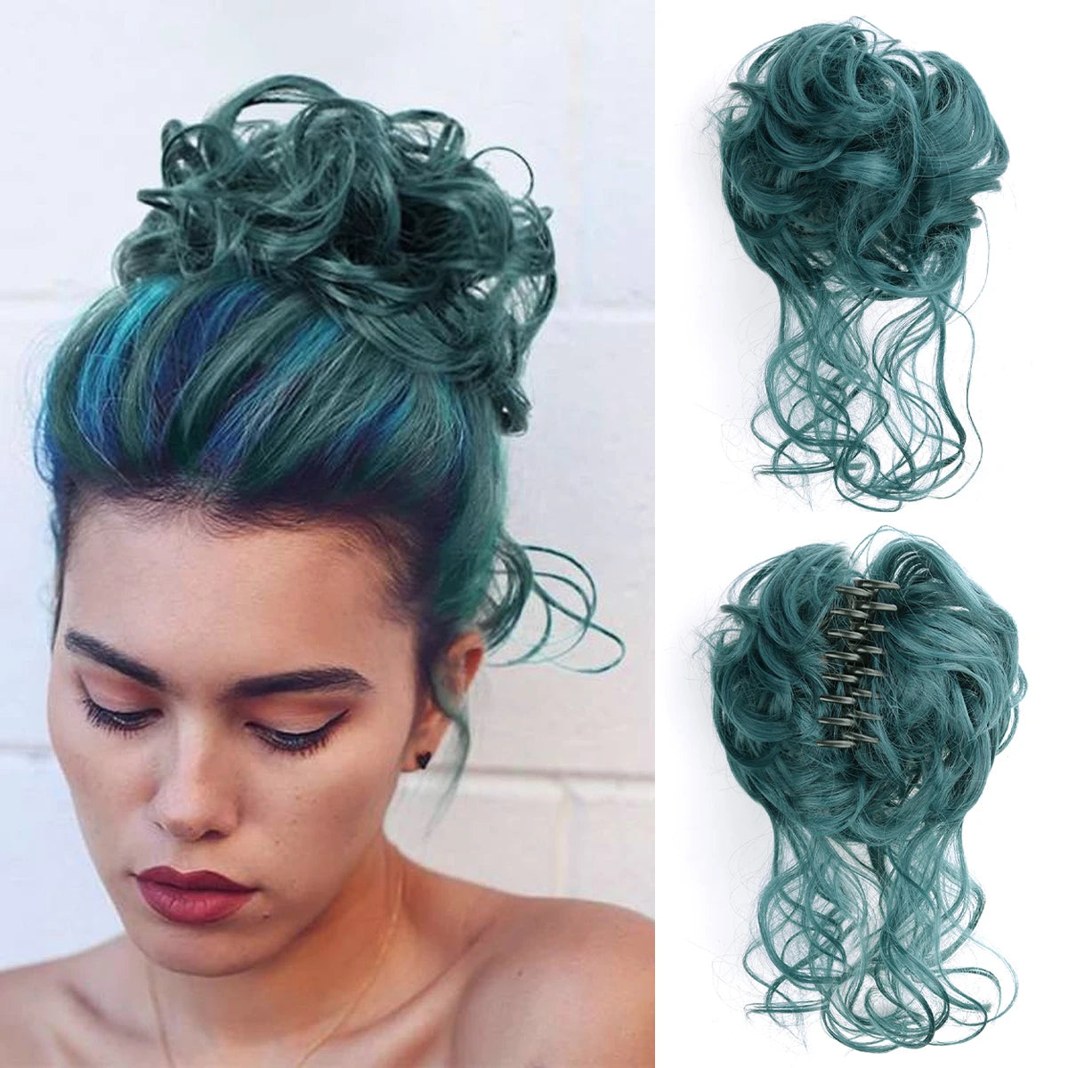 Women Messy Curly Fluffy Hair Bun Clip