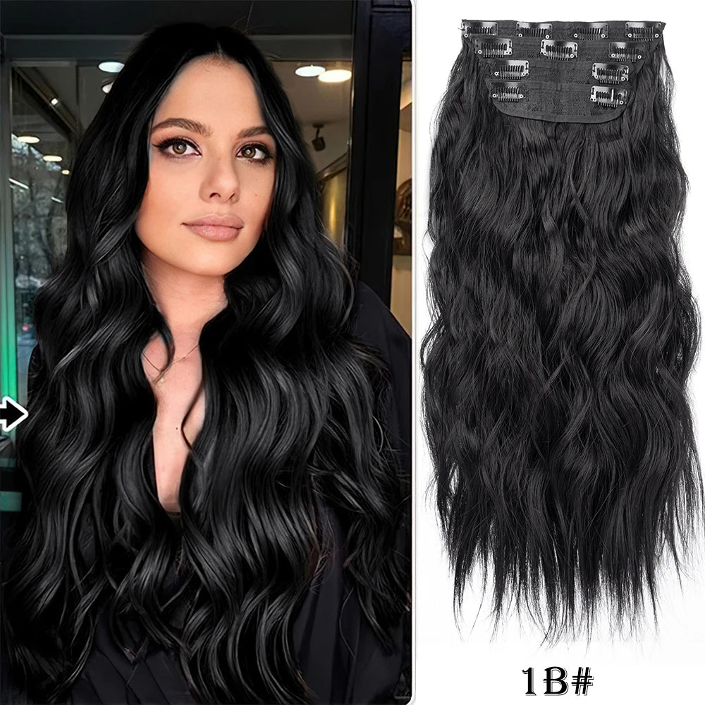 Synthetic Hair Extensions Long Wavy 4Pcs/Set Piece 11 Clip-In Hairpieces