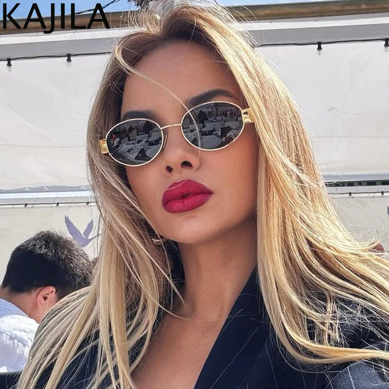 Oval Frame Punk Sunglasses Women UV400