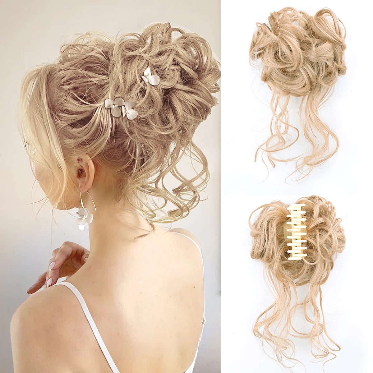 Women Messy Curly Fluffy Hair Bun Clip