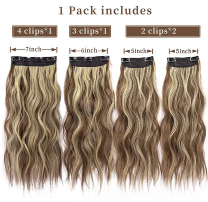 Synthetic  Hair Extensions Long Wavy 4Pcs/Set Piece 11 Clip-In Hairpieces