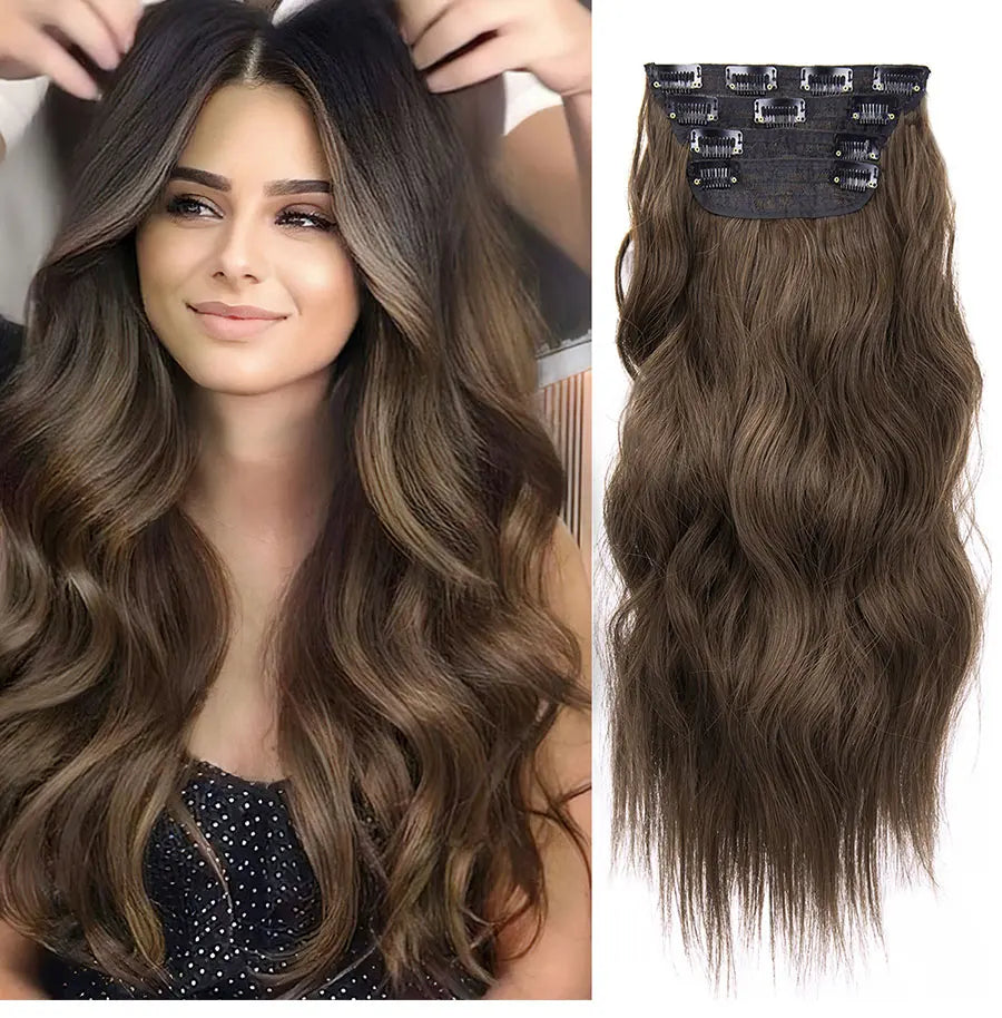 Synthetic  Hair Extensions Long Wavy 4Pcs/Set Piece 11 Clip-In Hairpieces