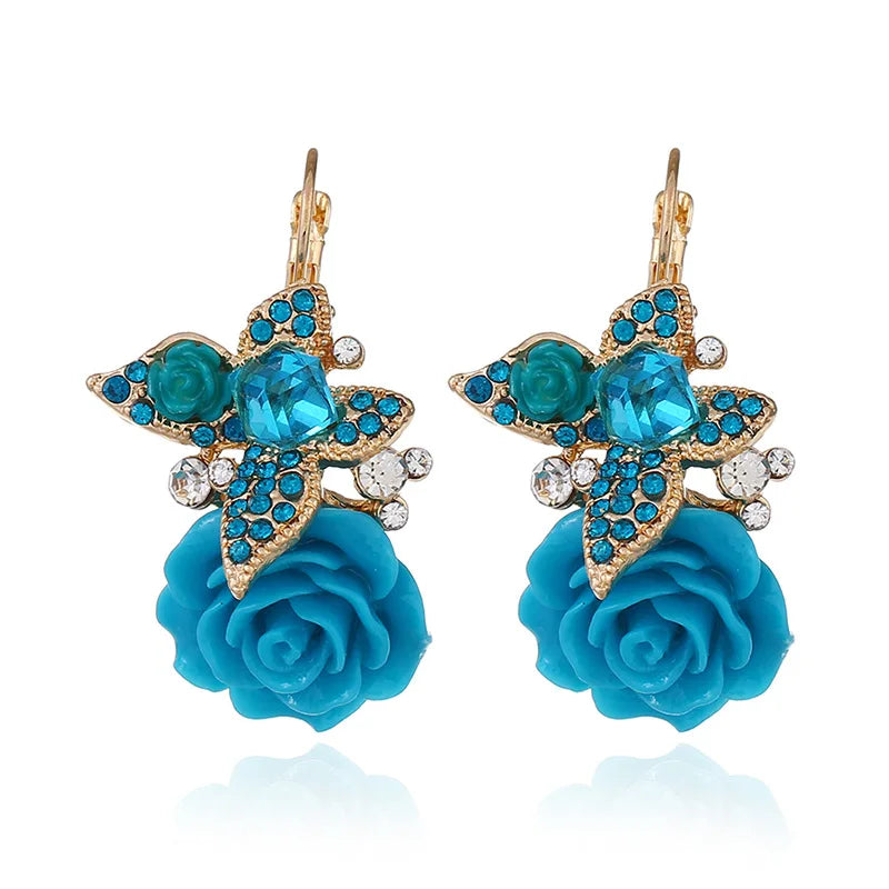 Vintage Resin  Flower Earrings for Women