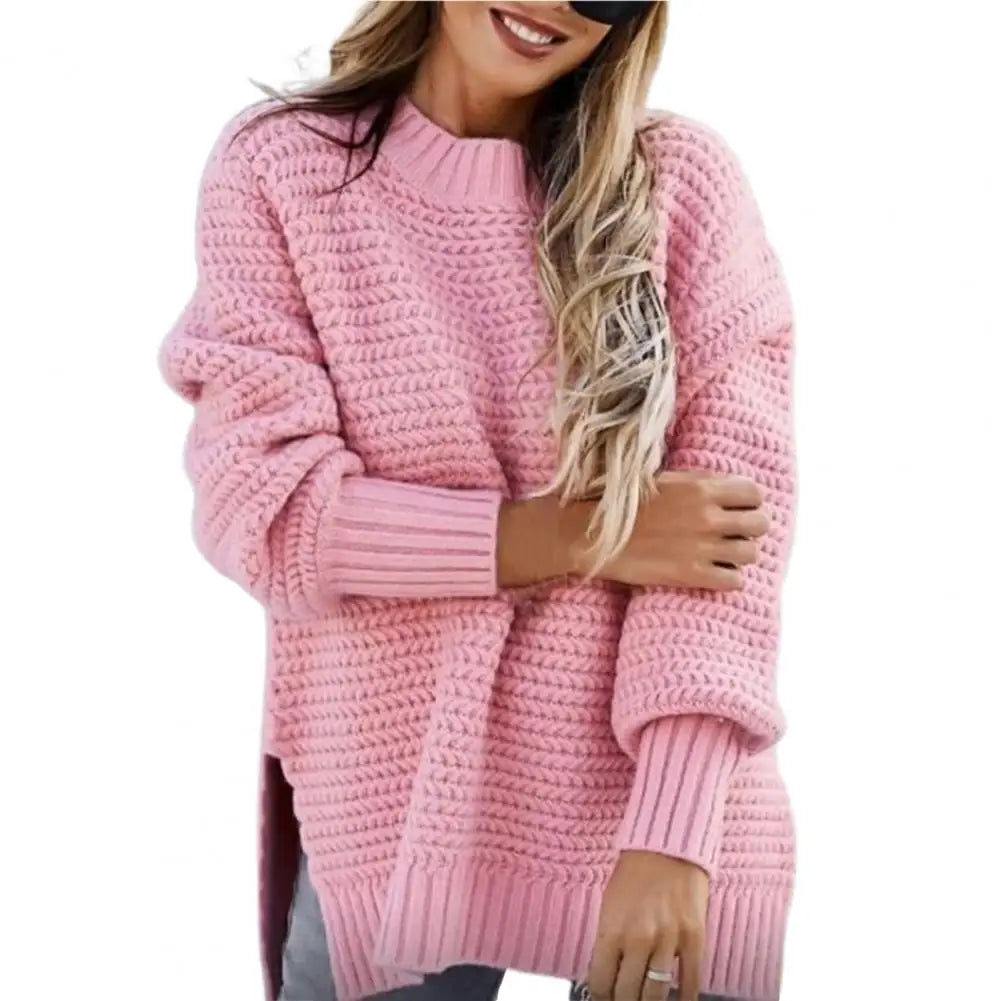 Women Sweater Unique Pattern Half High Collar