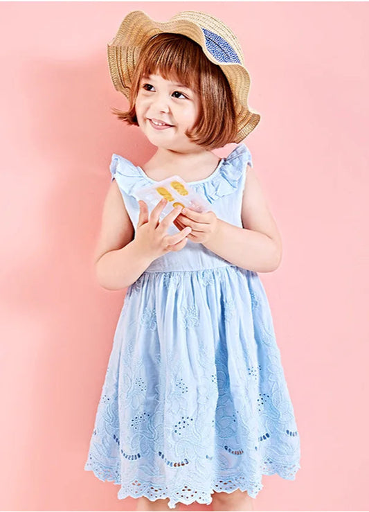 Children'S Summer Cotton Embroidered Hollow Dress
