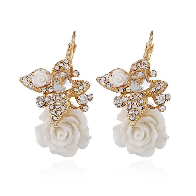 Vintage Resin  Flower Earrings for Women