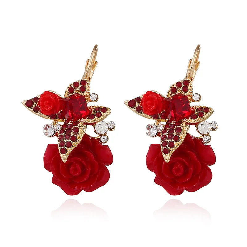 Vintage Resin  Flower Earrings for Women