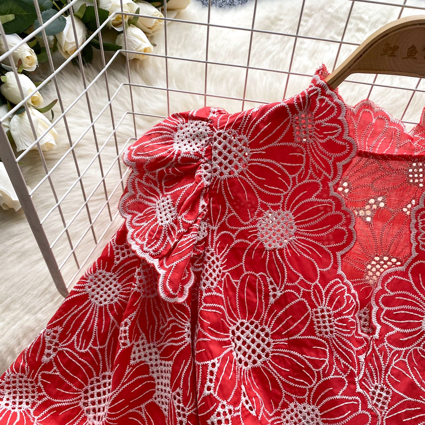 Summer Hollow Out Embroidery Cotton Dress