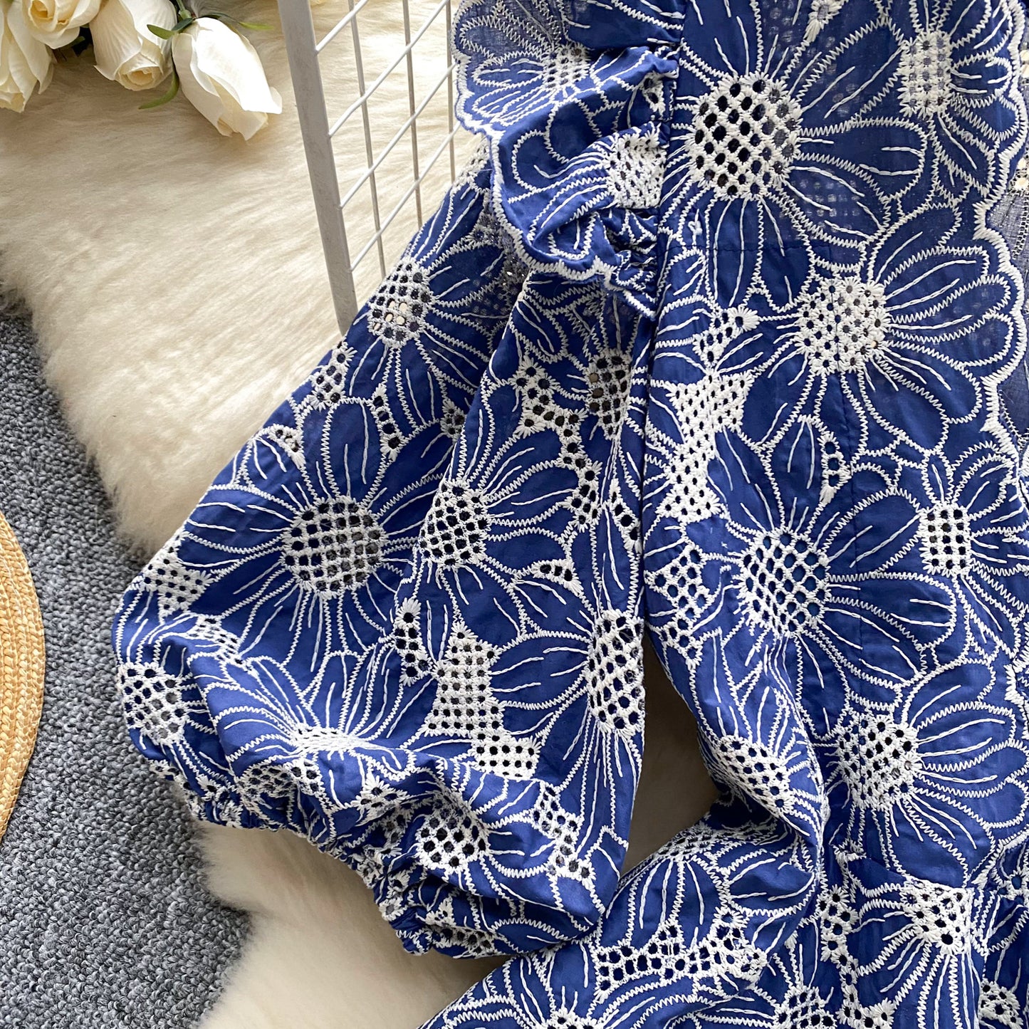 Summer Hollow Out Embroidery Cotton Dress