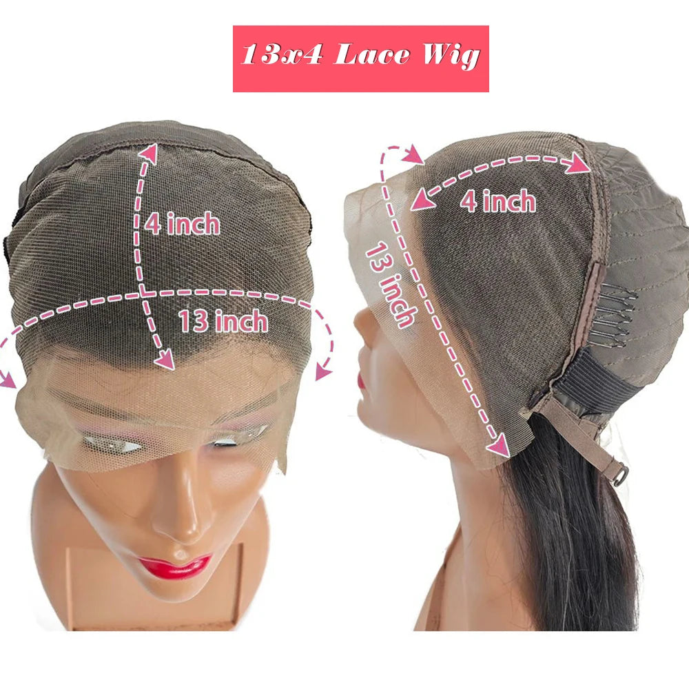 Lace Front Wig Human Hair Straight 180% Full Density 13x4