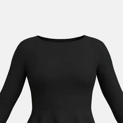Black Long Sleeve Round-Neck Mini Shift Casual Dresses