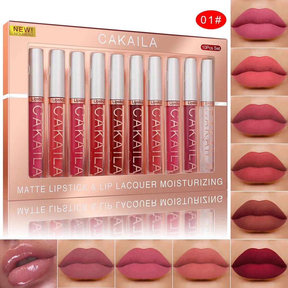 10pcs/set Nude Lip Gloss Matte