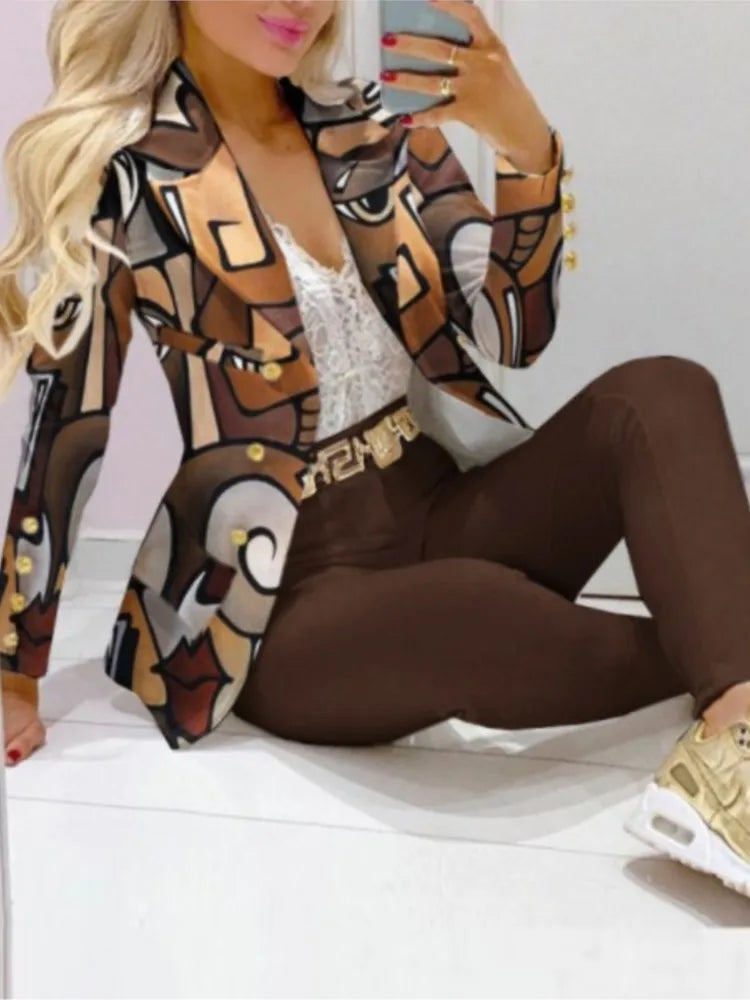 Autumn Winter New Printed Suit Long Sleeve For Women