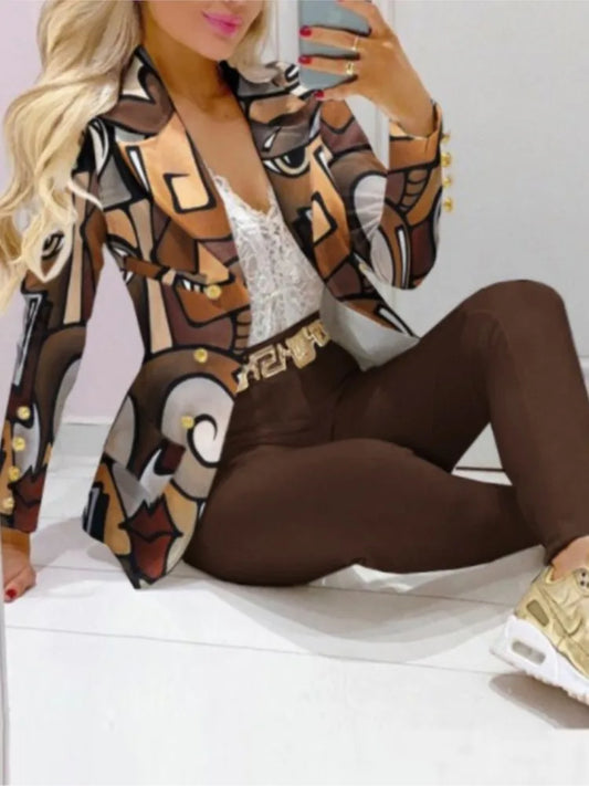 Autumn Winter New Printed Suit Long Sleeve For Women