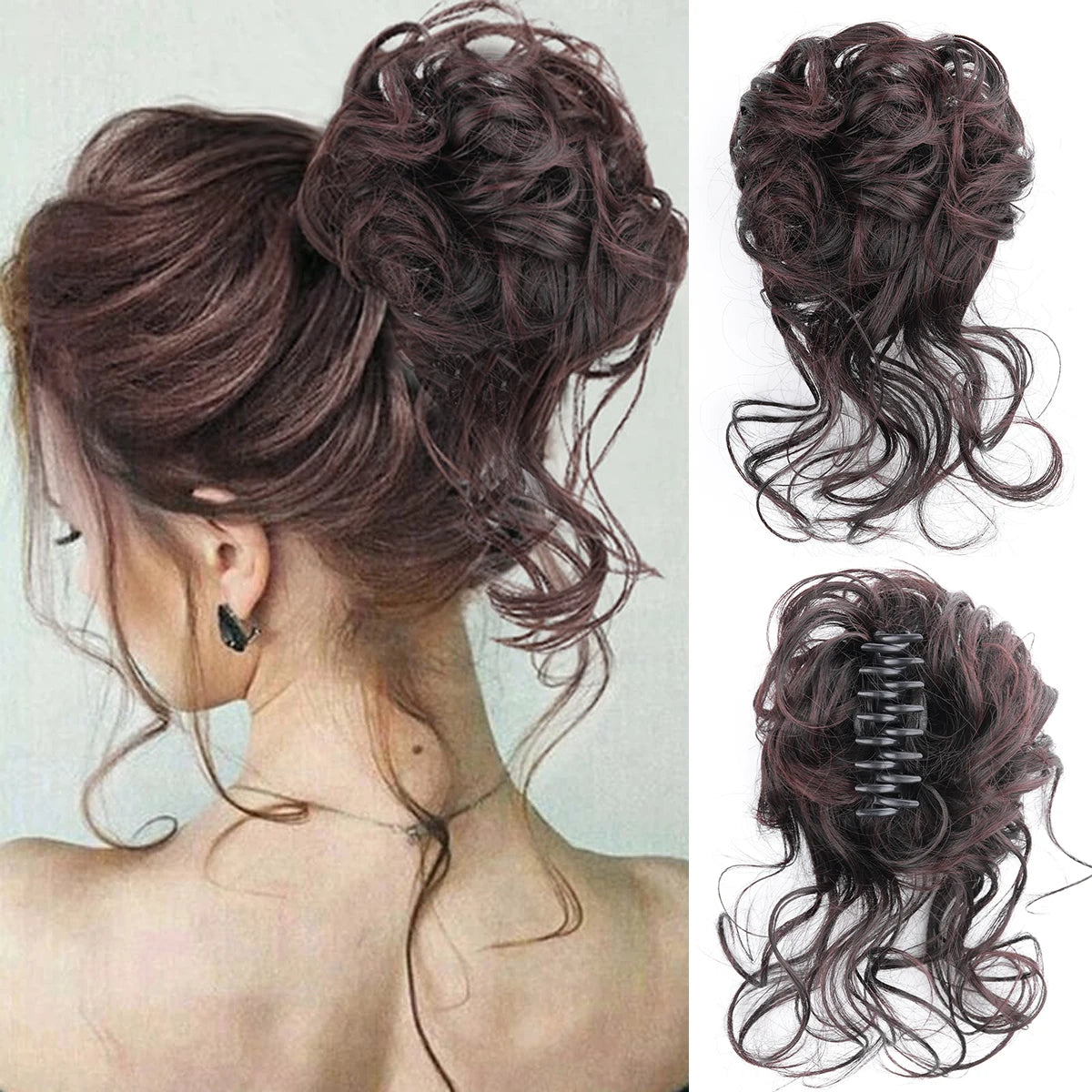 Women Messy Curly Fluffy Hair Bun Clip