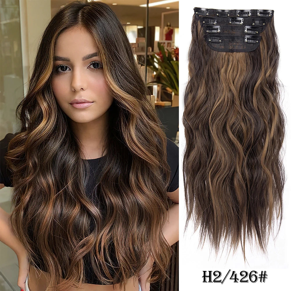 Synthetic  Hair Extensions Long Wavy 4Pcs/Set Piece 11 Clip-In Hairpieces