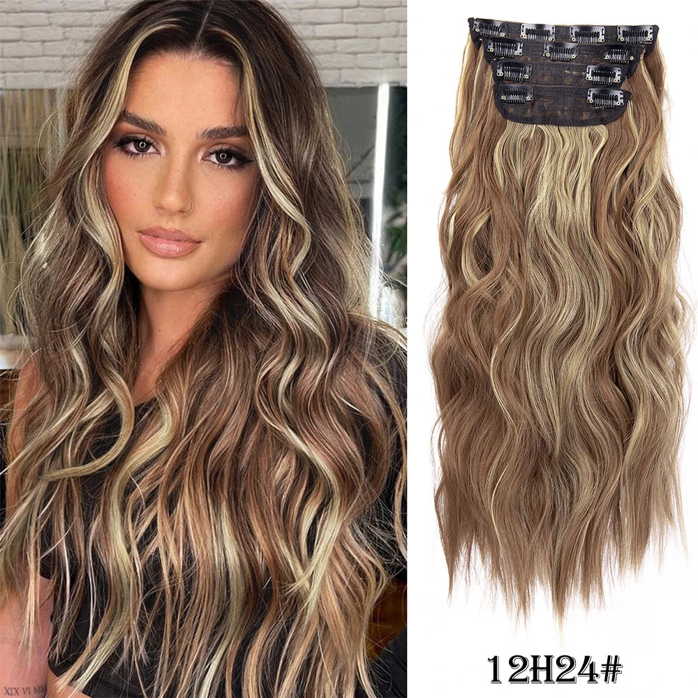 Synthetic  Hair Extensions Long Wavy 4Pcs/Set Piece 11 Clip-In Hairpieces