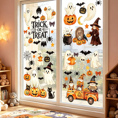 6 Sheets of Large Ghost and Pumpkin Window Clings
