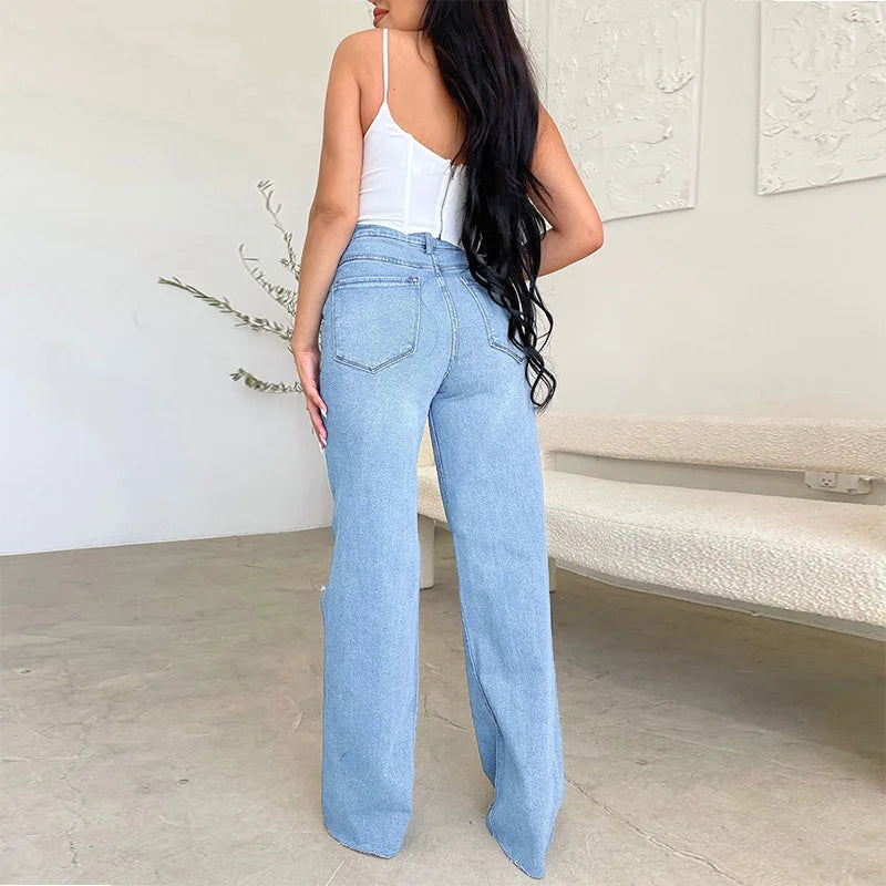 Women Jeans Wide Leg Pants Denim High Waist