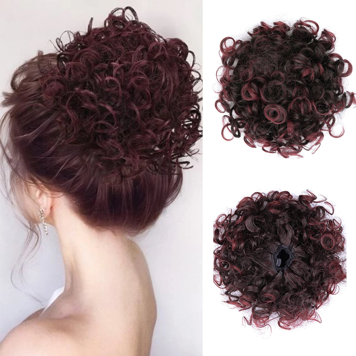Women Messy Curly Fluffy Hair Bun Clip