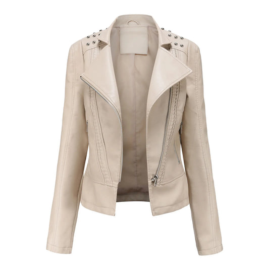 Faux Motorcycle Coat Short Leather Slim-Fit Jackets