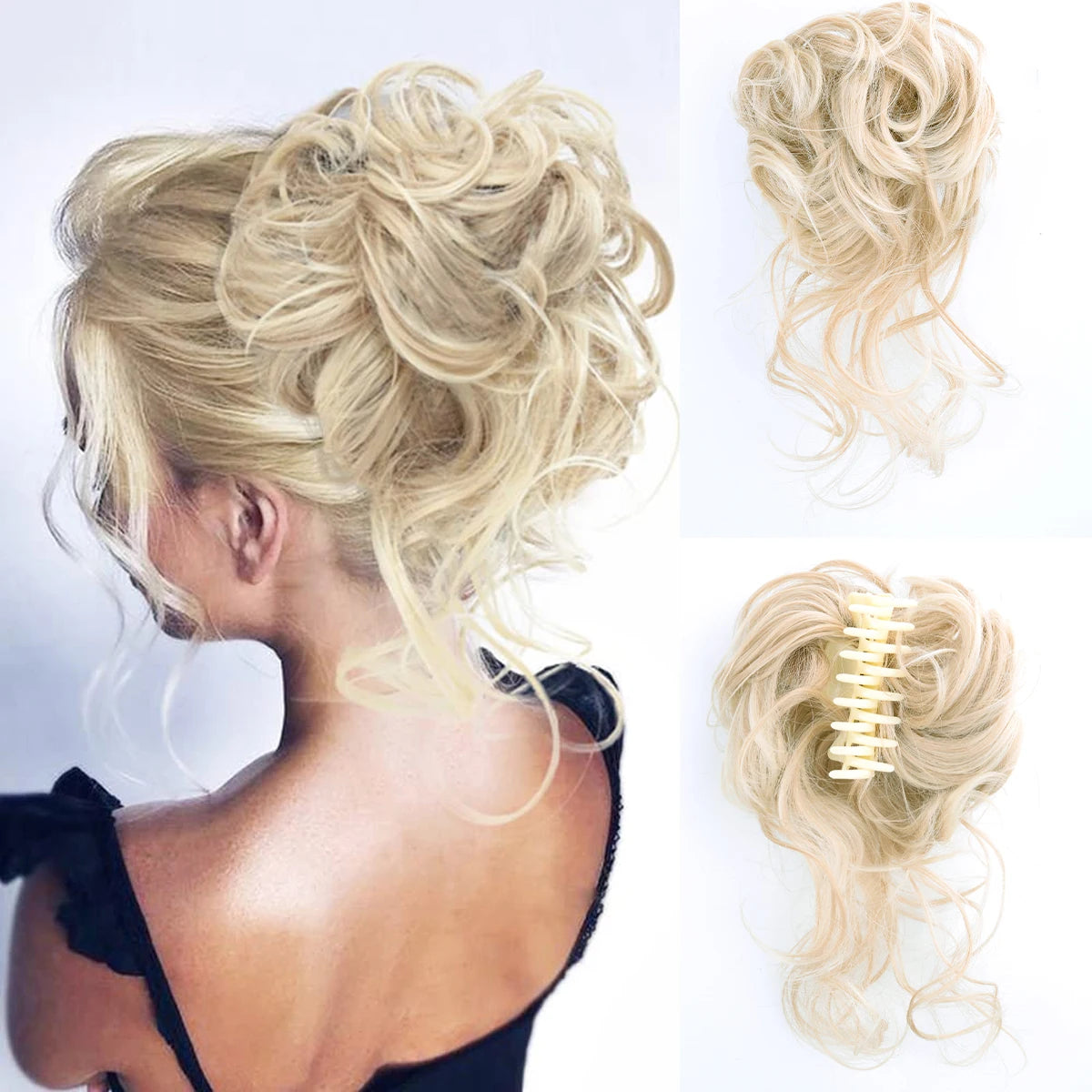 Women Messy Curly Fluffy Hair Bun Clip