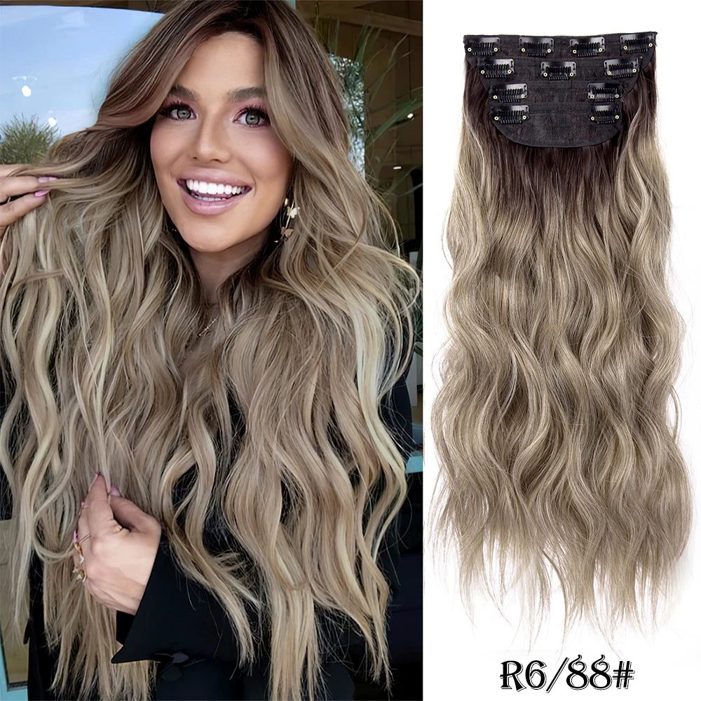 Synthetic  Hair Extensions Long Wavy 4Pcs/Set Piece 11 Clip-In Hairpieces