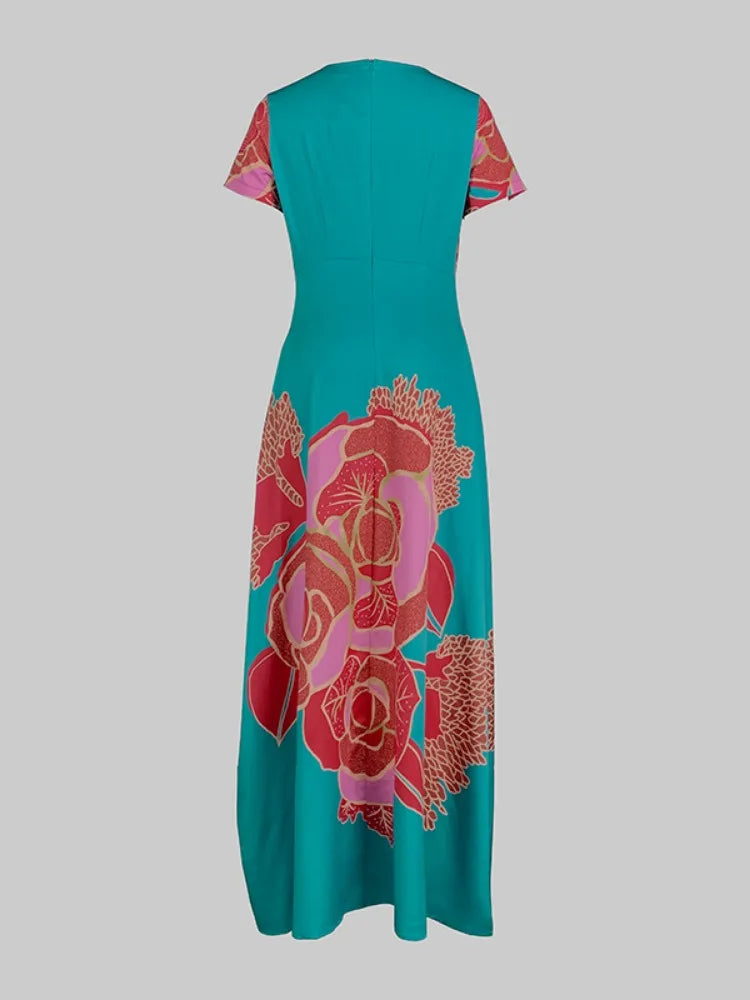 Floral Printed Elegant Evening Dress