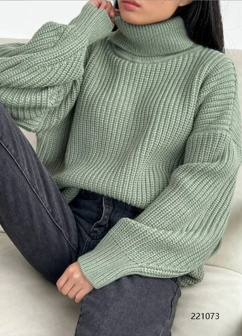 Turtleneck Long Sleeve Thick Loose Pullover Sweaters