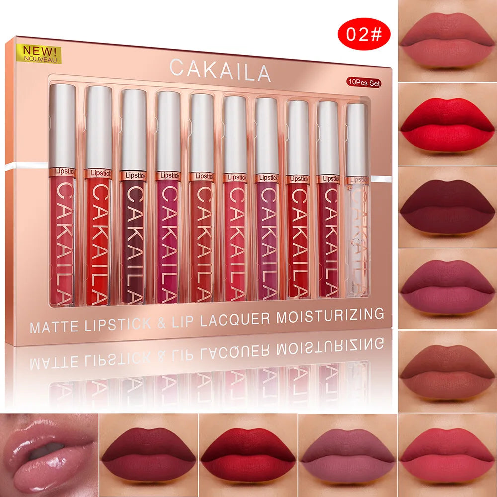 10pcs/set Nude Lip Gloss Matte