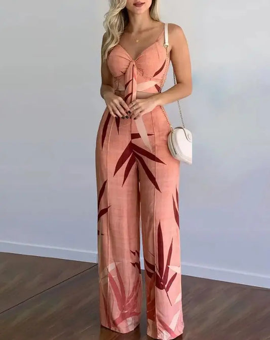 Summer Women's Suit Sexy Sleeveless Backless  2 Piece Sets