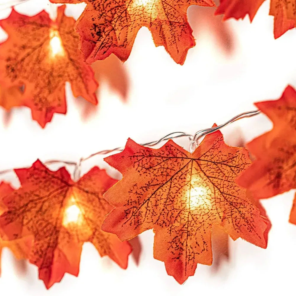 Halloween LED Lights String Artificial Maple Leaf Lantern for Home Decorations