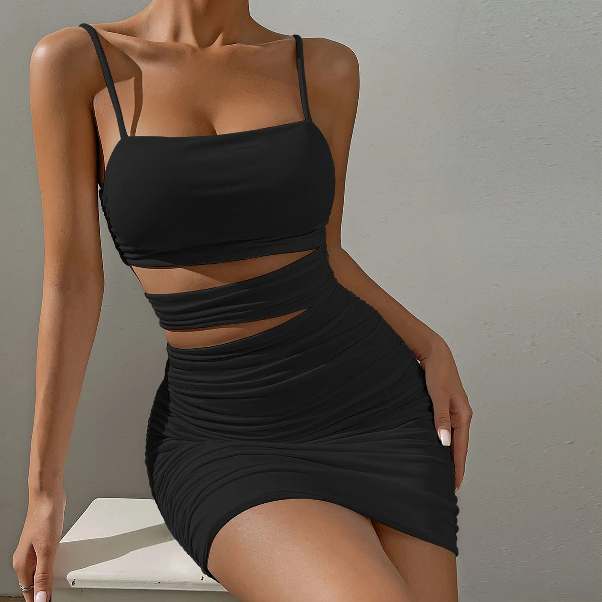 Women’s Sexy Spaghetti Strap Bodycon Mini Dress