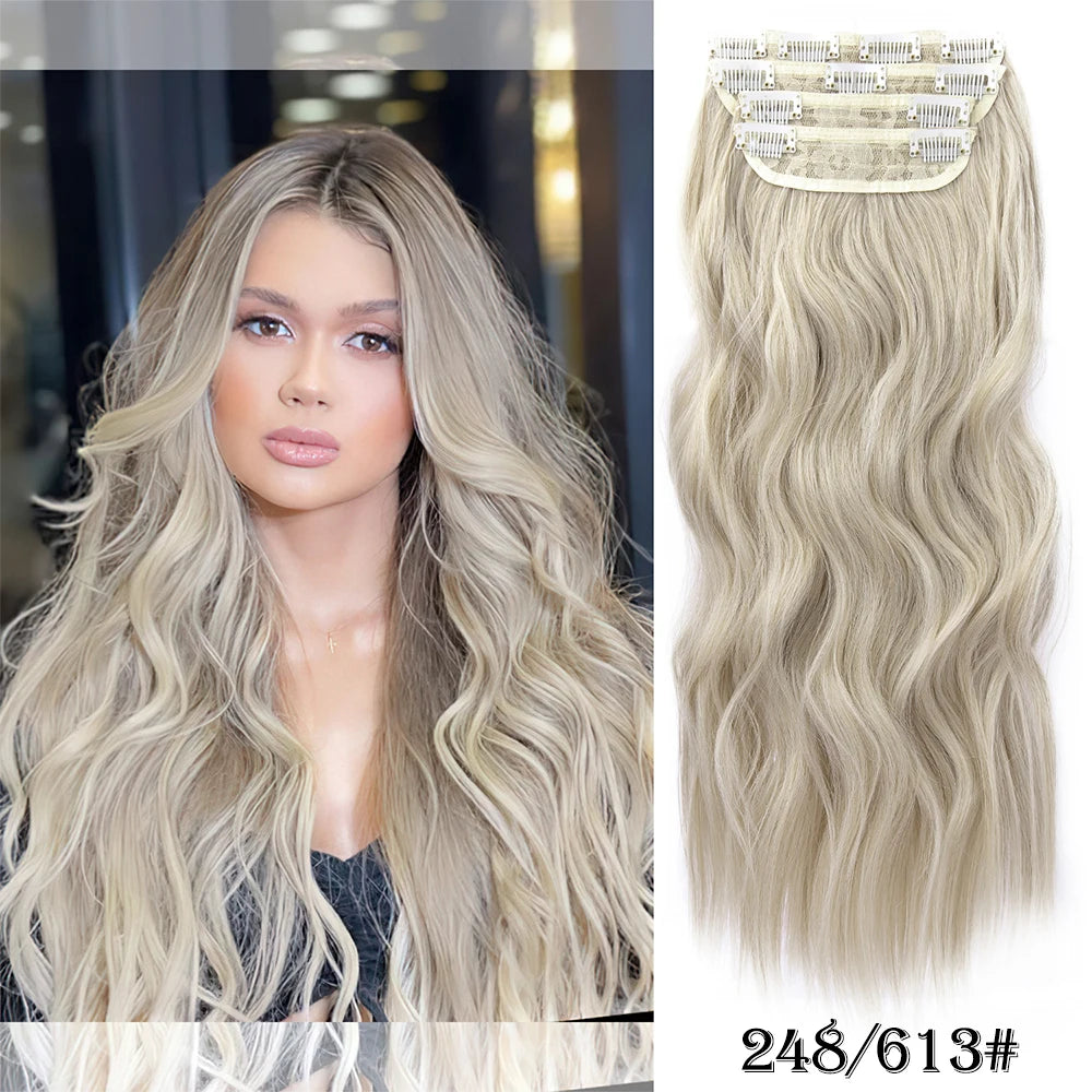 Synthetic  Hair Extensions Long Wavy 4Pcs/Set Piece 11 Clip-In Hairpieces