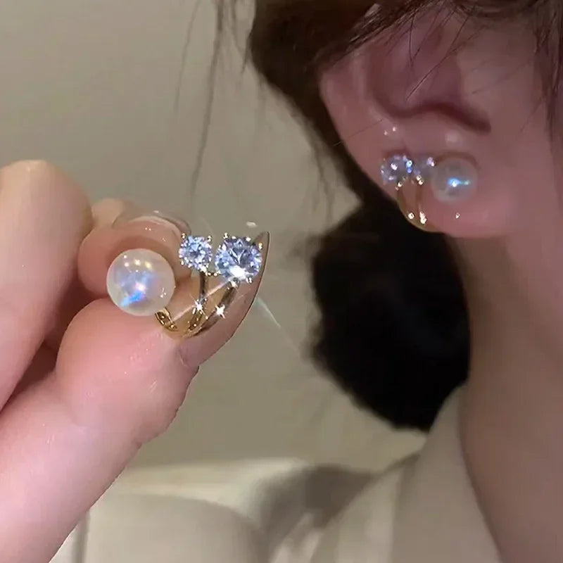 Vintage Imitate Pearl Crystal Earrings for Women